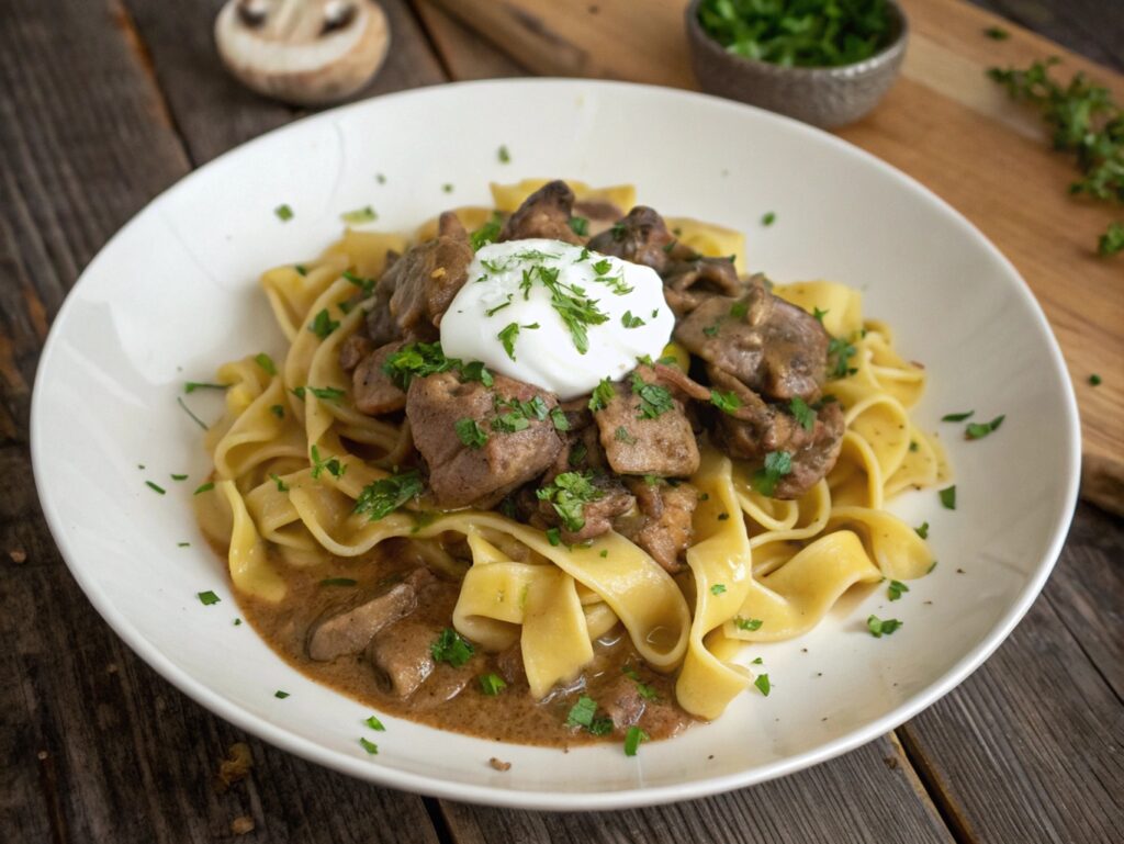 Beef Stroganoff with Egg Noodles