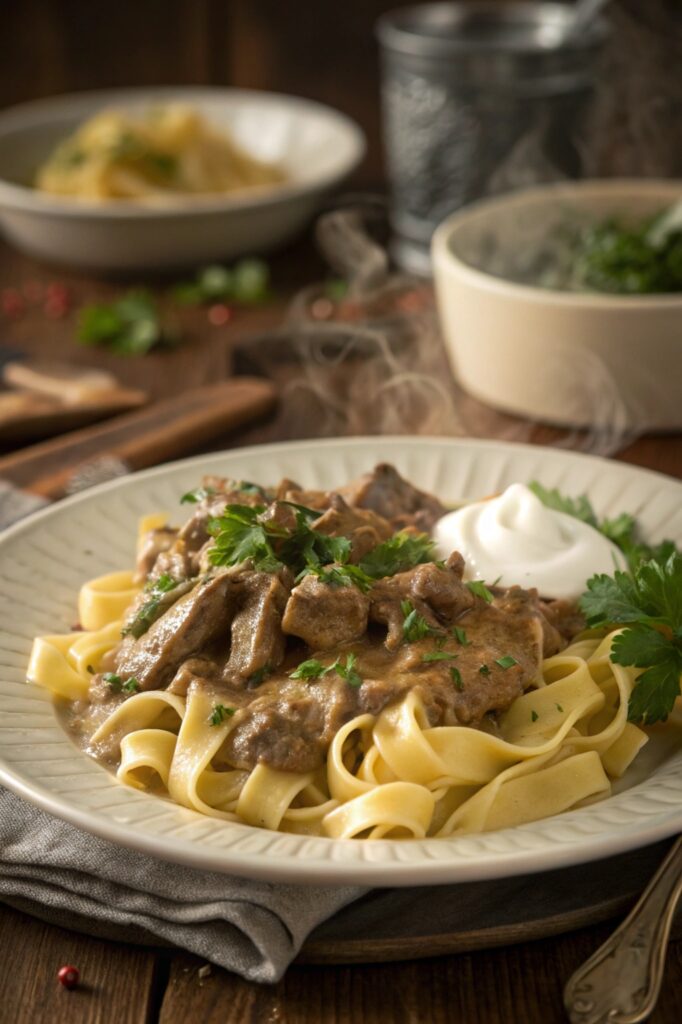 Beef Stroganoff with Egg Noodles