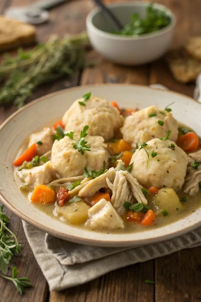 Crockpot Chicken and Dumplings Recipe is the ultimate comfort food with tender chicken, fluffy dumplings, and creamy broth. Try it today!